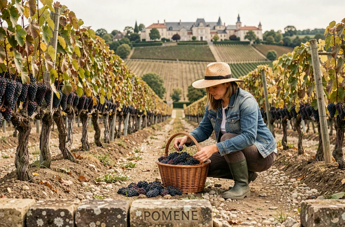 Vendanges à la main dans les vignes grand cru de Gevrey-Chambertin lors de la récolte automnale en Bourgogne